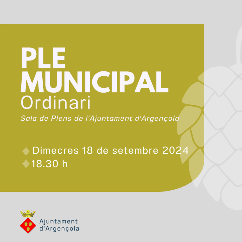 Convocatòria de Ple Ordinari del 18 de setembre