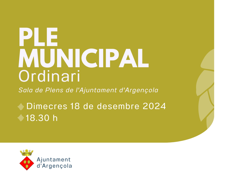 Ple Ordinari de l’Ajuntament d’Argençola